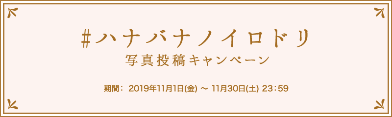 #ハナバナノイロドリ 写真投稿キャンペーン 期間:2019年11月1日(金) ～ 11月30日(土) 23：59